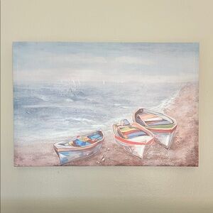 Coastal Boat Scene Canvas Art